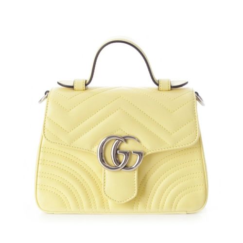 グッチ 547260 GGマーモント ハート レザー 2way ショルダー ハンドバッグ イエロー
