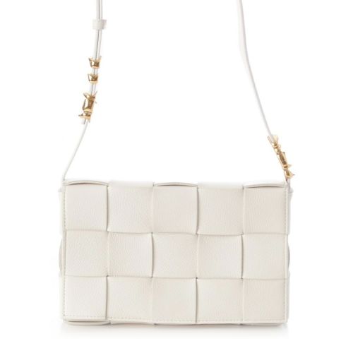 ボッテガヴェネタ イントレチャート カセット ゴールド金具 ショルダーバッグ 666870 ホワイト