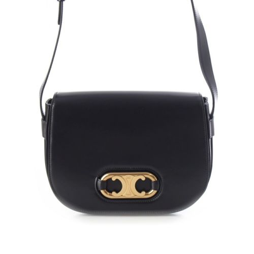 セリーヌ マイヨン トリオンフ ミディアム レザー ショルダーバッグ ブラック