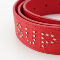 シュプリーム 18SS レザー スタッズ ロゴ ベルト レッド S/M | 中古