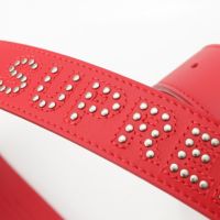 シュプリーム 18SS レザー スタッズ ロゴ ベルト レッド S/M