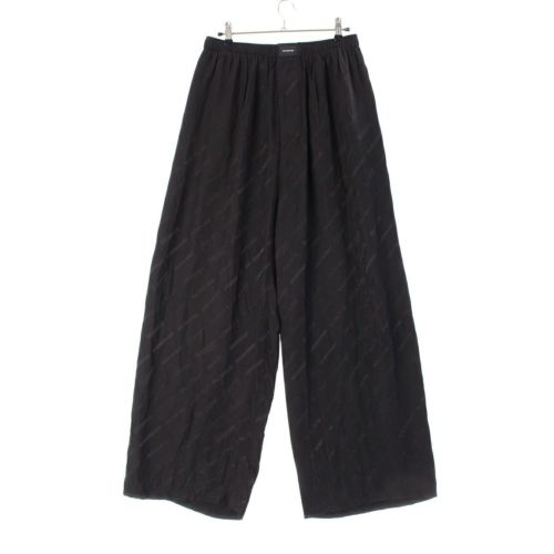 バレンシアガ シルク BB ロゴ モノグラム パジャマ パンツ ボトムス 658883 ブラック 48