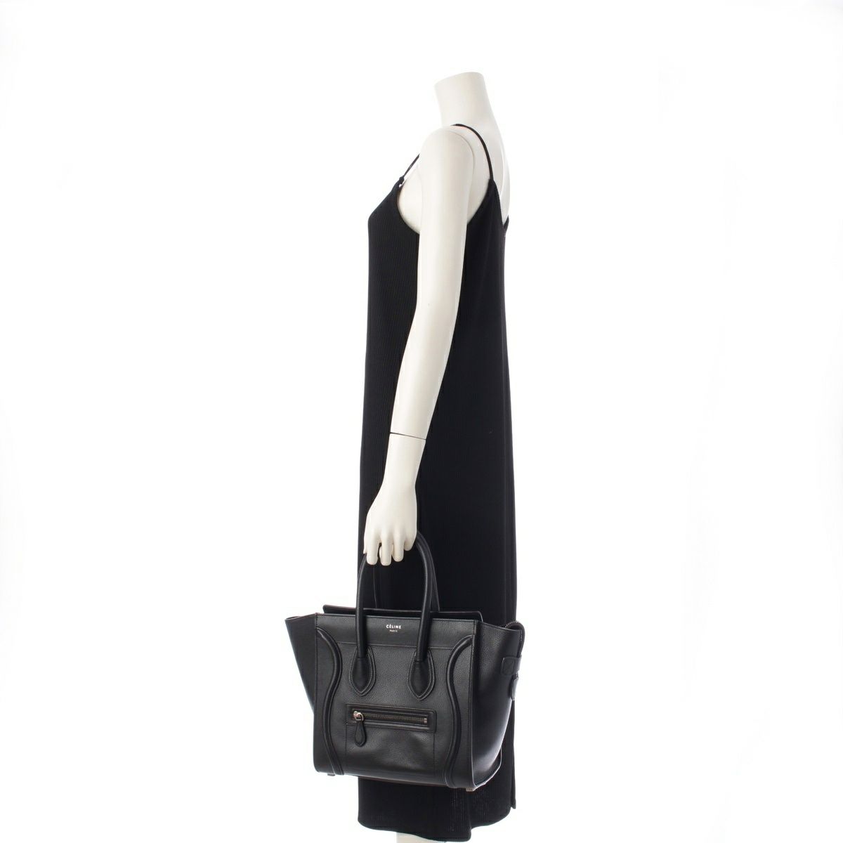 CELINE ラゲージマイクロショッパー　ブラック　レザー　美品 セリーヌ ラゲージ マイクロショッパー レザー ハンドバッグ