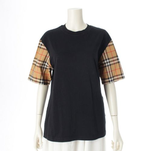 バーバリー コットン ノヴァチェック カットソー 半袖Ｔシャツ トップス ブラック XS