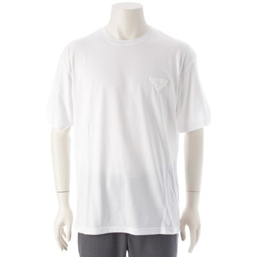 プラダ 23年 コットン トライアングルロゴ 半袖Tシャツ トップス UJN582 ホワイト L