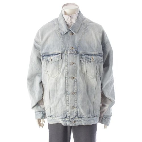 バレンシアガ ナイロン ジャージ切り替え ドッキング デニムジャケット ブルゾン 790470 ブルー 2