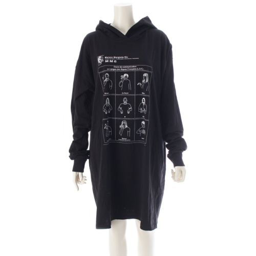 メゾンマルジェラ 21 A/W フェイスプリント フーデッド 長袖 ワンピース ドレス S52CT0651 ブラック M