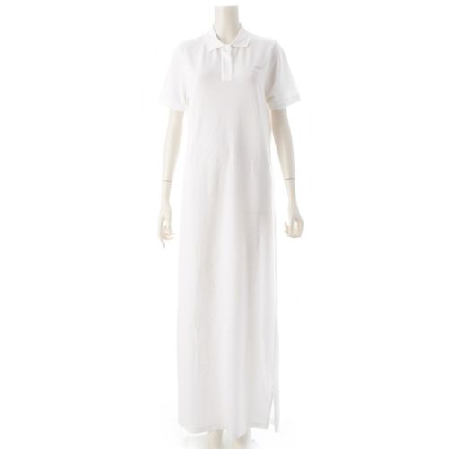 プラダ 23SS コットン トライアングルロゴ ミディ ドレス ワンピース ホワイト 38S