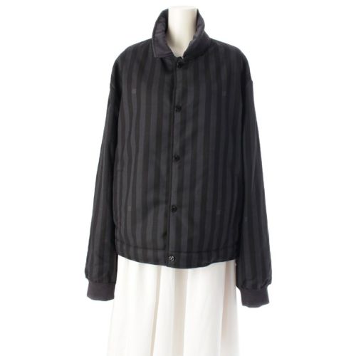 ルイヴィトン 22AW ロゴ リバーシブル ストライプ ブルゾン トラッカージャケット RM222V GC6 HNB15E ダークグレー ブラック 52