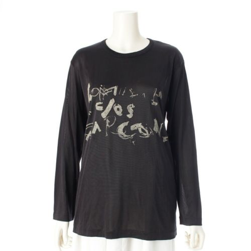 コムデギャルソン 85AW ペイント加工 ロゴデザイン ロングスリーブ カットソー Tシャツ GT-050360 ブラック