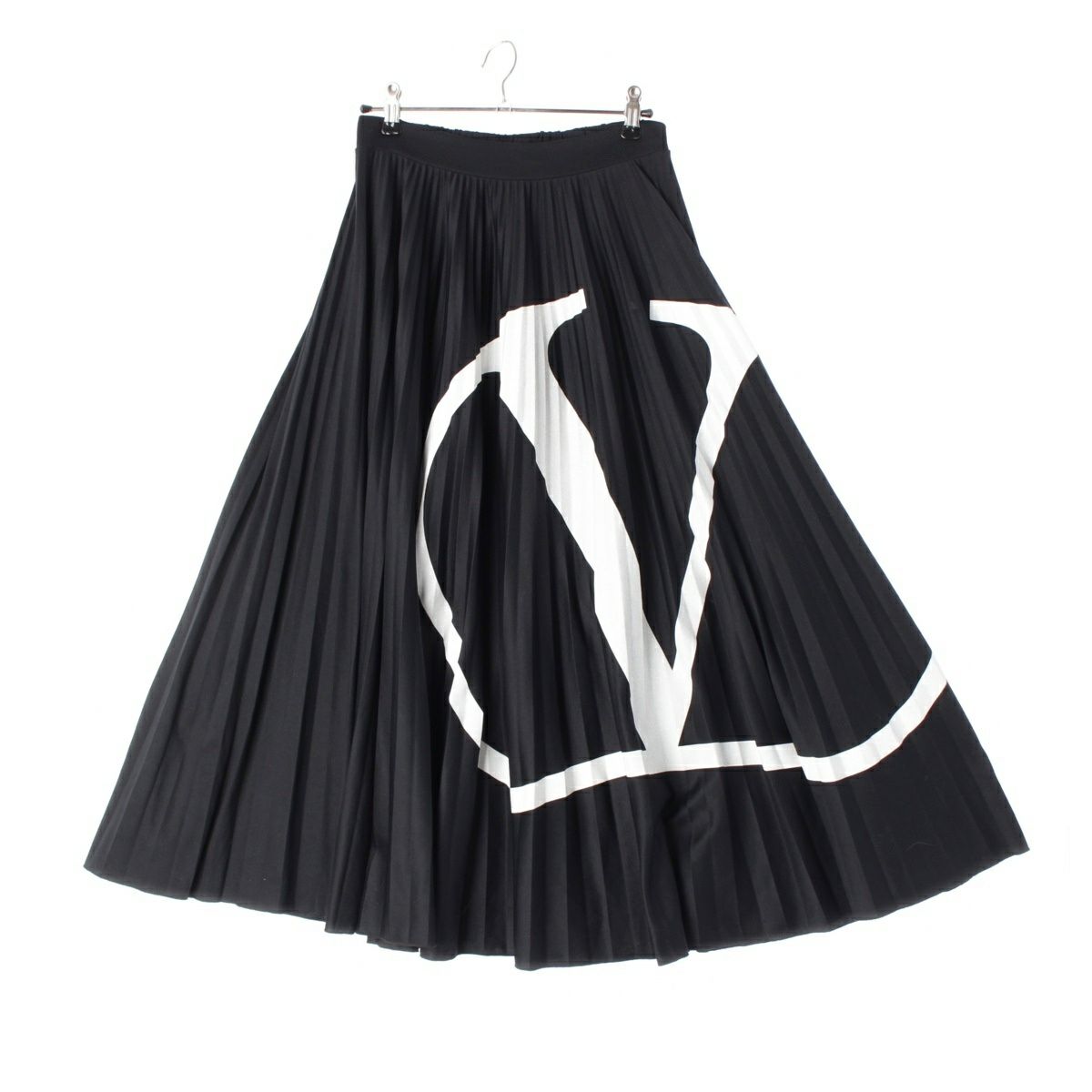 ヴァレンティノ ロゴ プリーツ スカート VLTN 黒 ブラック S ヴァレンティノ ロゴ プリーツ スカート VLTN 黒 ブラック S