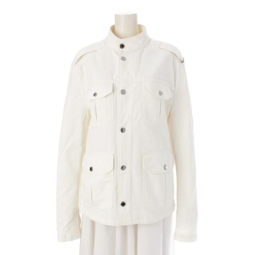 ルイヴィトン コットンデニム シルバー金具 ミリタリージャケット トップス ホワイト 52