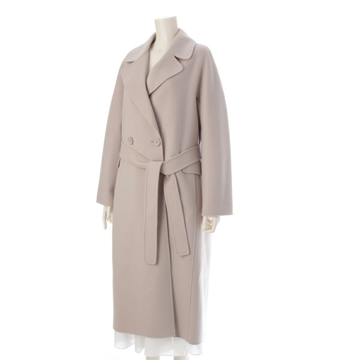 S Maxmara ヴァージンウールコート グレージュ系 エスマックスマーラ ヴァージンウール ZENITH ベルト付き ロング
