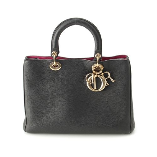 クリスチャンディオール ディオリッシモ レザー 2way ポーチ付き ハンドバッグ ブラック