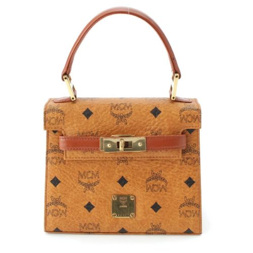 エム・シー・エム レザー ヴィセトス ケリー型 2way ミニ ハンドバッグ ブラウン
