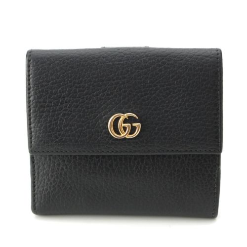 グッチ GGマーモント レザー コンパクトウォレット 二つ折り財布 456122 ブラック
