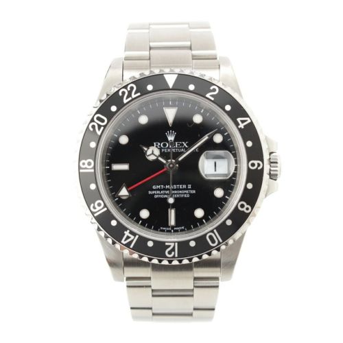 ロレックス GMTマスター2 ウォッチ 腕時計 黒文字盤 16710 シルバー