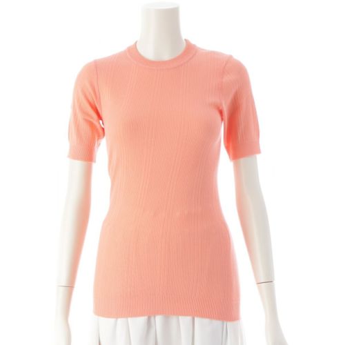ドゥロワー コットン クルーネック リブニット 半袖Ｔシャツ トップス 6517-299-0659 サーモンピンク オレンジ ‐