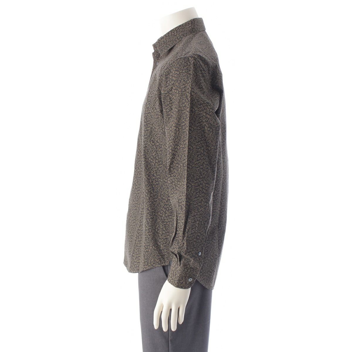 【美品】ルイヴィトン LVロゴ フラワー　シャツ M ブラック　ダークグリーン ルイヴィトン コットン LVロゴ フラワー シャツ ブラウス トップス