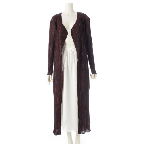 プリーツプリーズ 長袖 前開き ロング カーディガン PP63-JH117 ブラウン 4