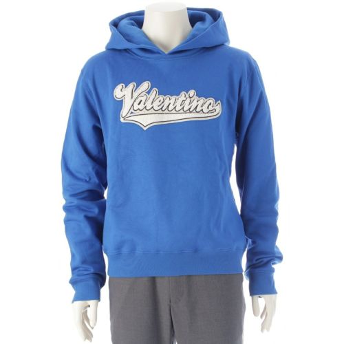 ヴァレンティノ コットン×ナイロン スウェット 刺繍 パーカー トップス 1V3MF22U8RM ブルー XL