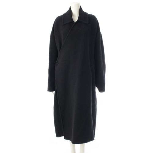 バレンシアガ 19AW ウール×キャメル ロング コート アウター 583811 ブラック 34