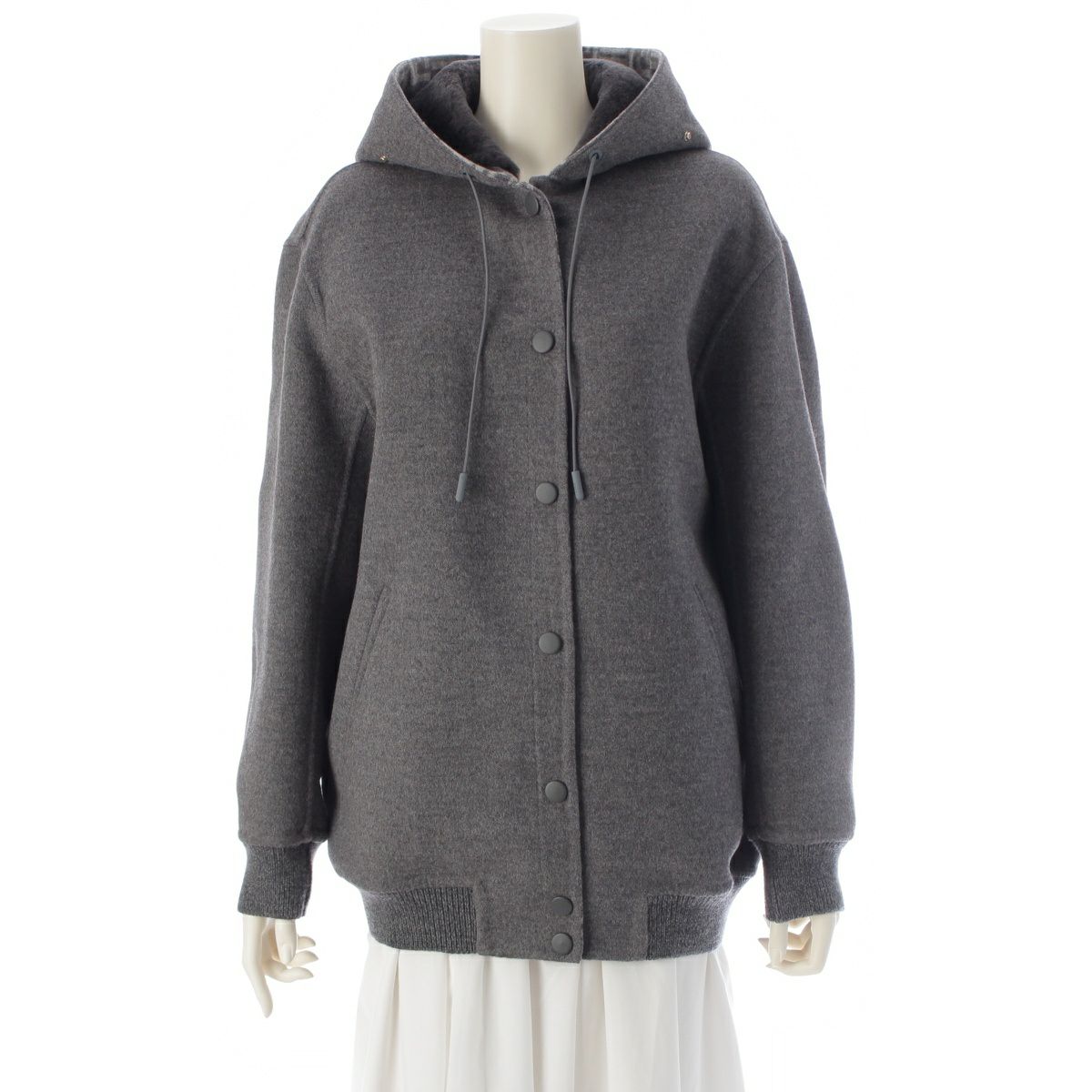 フェンディ 22年 ヴァージンウール 裏地ズッカ柄 ブルゾン ボンバージャケット FJ7295 グレー 40