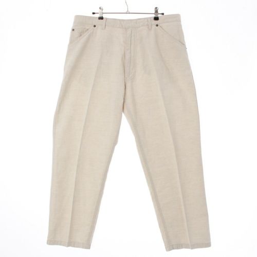 プラダ 24年 リネン トライアングルロゴ シャンブレー パンツ GEP403 ナチュラル M