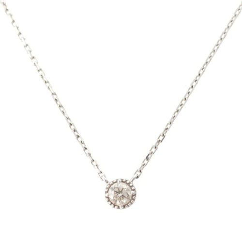 アガット 1P ダイヤモンド 0.07ct ネックレス ジュエリー K18 ホワイトゴールド 1.15g
