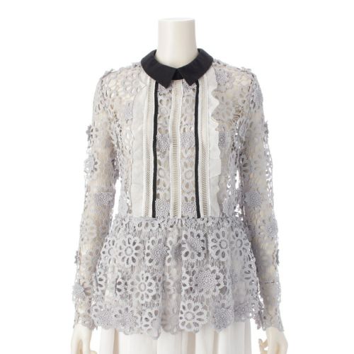 セルフポートレイト レース ロングスリーブ ブラウス SP9-099 グレー UK8