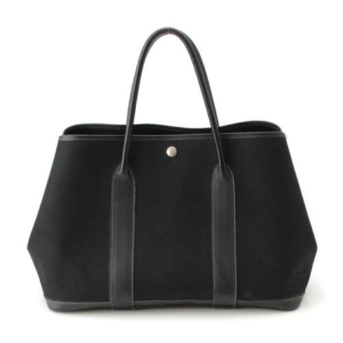 エルメス □G刻印 ガーデンパーティPM トワルオフィシエ キャンバス トートバッグ ブラック