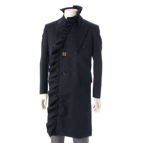 ルイヴィトン 20年 ウール フリル コート アウター RM202 TDE HJC69E ネイビー 44