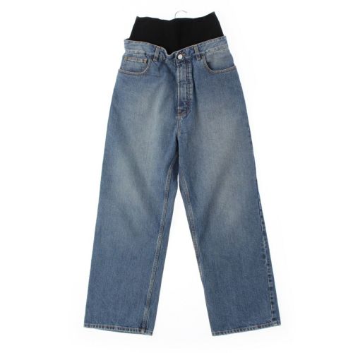 アライア 24AW ニット バンド ベルト デニムパンツ ジーンズ AA9P01554T536 インディゴ 34