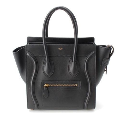 セリーヌ レザー ラゲージ マイクロショッパー ハンドバッグ ブラック