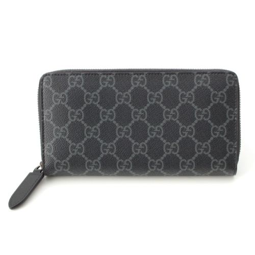 グッチ コーティングファブリック GG エンブレム ジップアラウンド ウォレット 長財布 821207 ブラック
