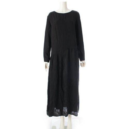ザロウ 24AW-25SS キュプラ CALLAS DRESS クルーネック ロングドレス ワンピース ブラック XS