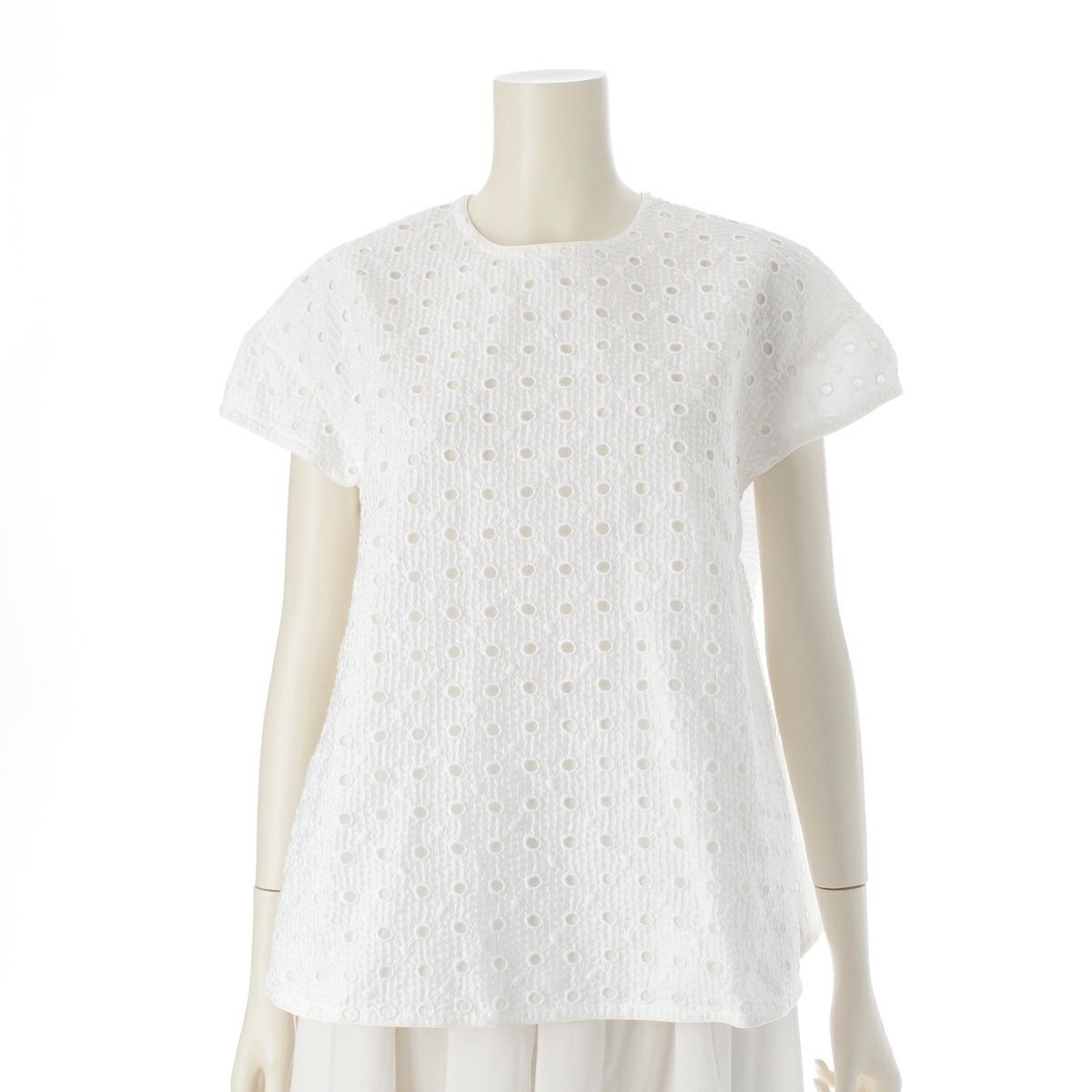 ドゥロワー Drawer 24SS コットン レース カットワーク 刺繍 ハーフ  