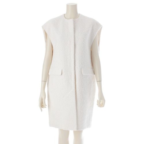 ドゥロワー 22SS コットン ツイードナイロン ジレ コート ロング ベスト 6525-299-0815 ホワイト 36