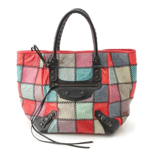 バレンシアガ ザ サンデー レザー パッチワーク トートバッグ ハンドバッグ マルチカラー