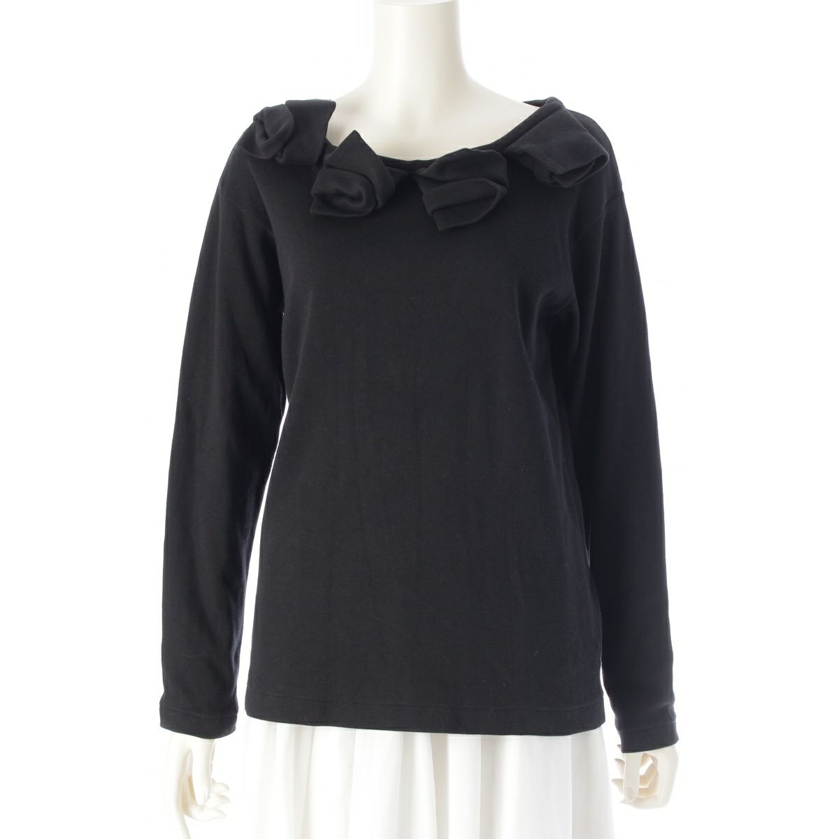 ワイズ ワークショップ フラワーモチーフ クルーネック 長袖Tシャツ  