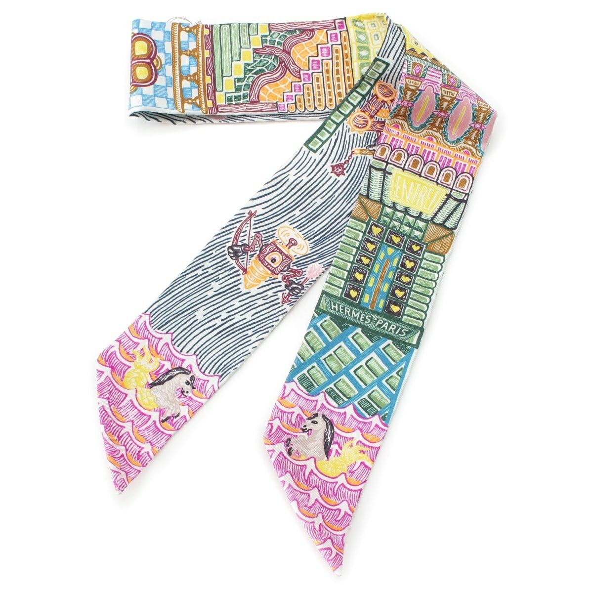 新品・未使用 Hermes エルメス　ツイリー　スーパー・シルク・クエスト HERMES エルメス ツイリー SUPER SILK QUEST マルチカラ シルク