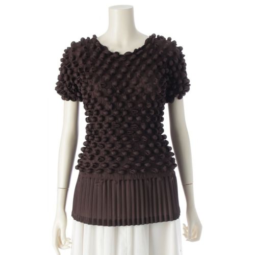 イッセイミヤケ ポップコーン 変形 プリーツ 半袖 カットソー トップス IM24FJ911 ブラウン 2