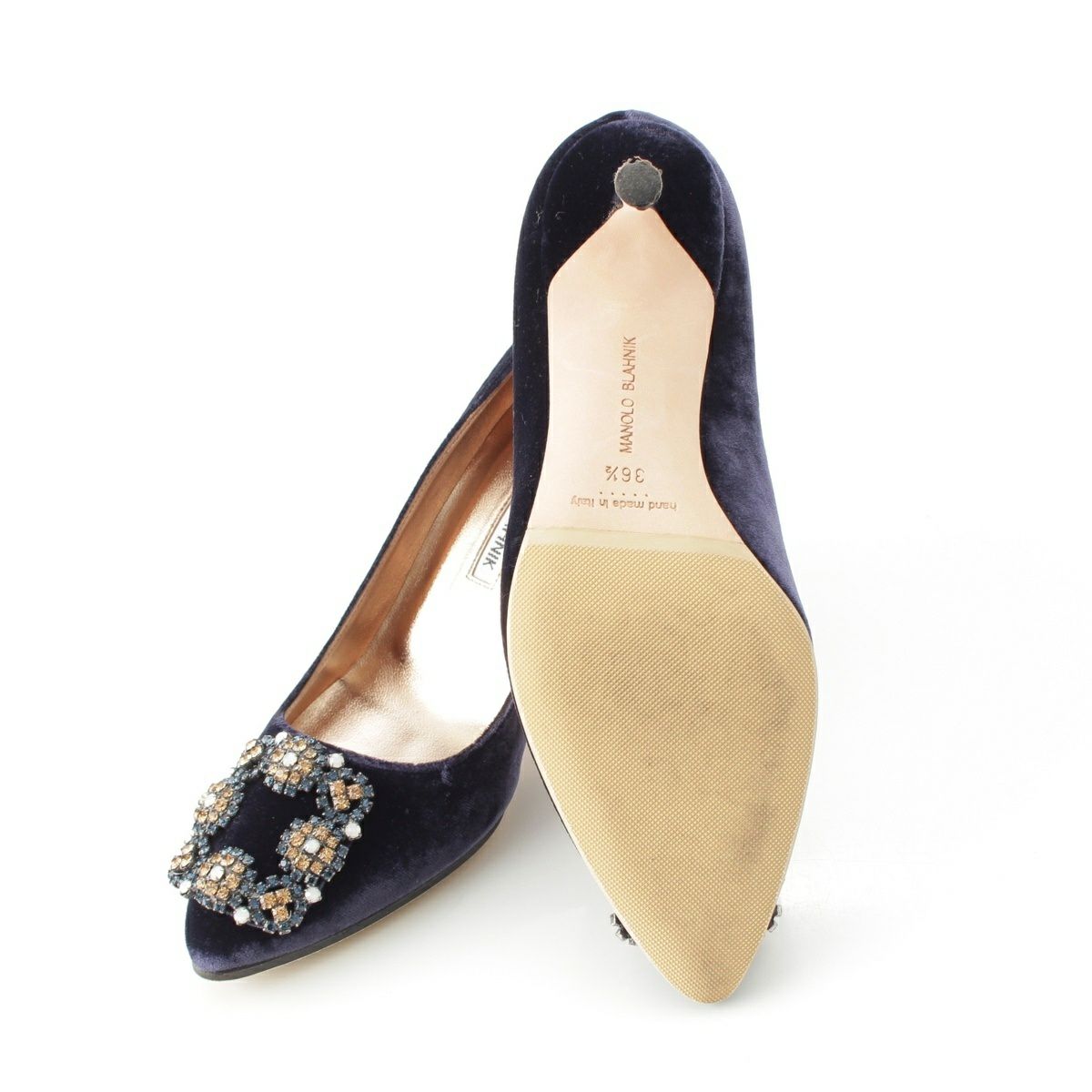 マノロブラニク ハンギシ ベルベット 70 ヒール パンプス シューズ  