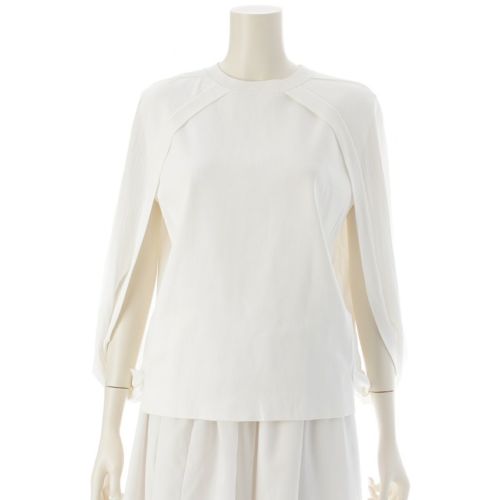 アドーア 24年 アセテート×ナイロン ケープレイヤード ニット トップス 531‐4170421 ホワイト 38