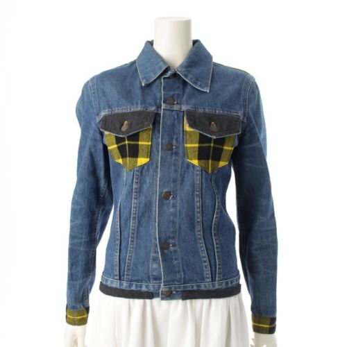 コムデギャルソン 1980s 青山本店SP リーバイスボディ再構築 チェック デニムジャケット Gジャン トップス シャツ ブルー イエロー