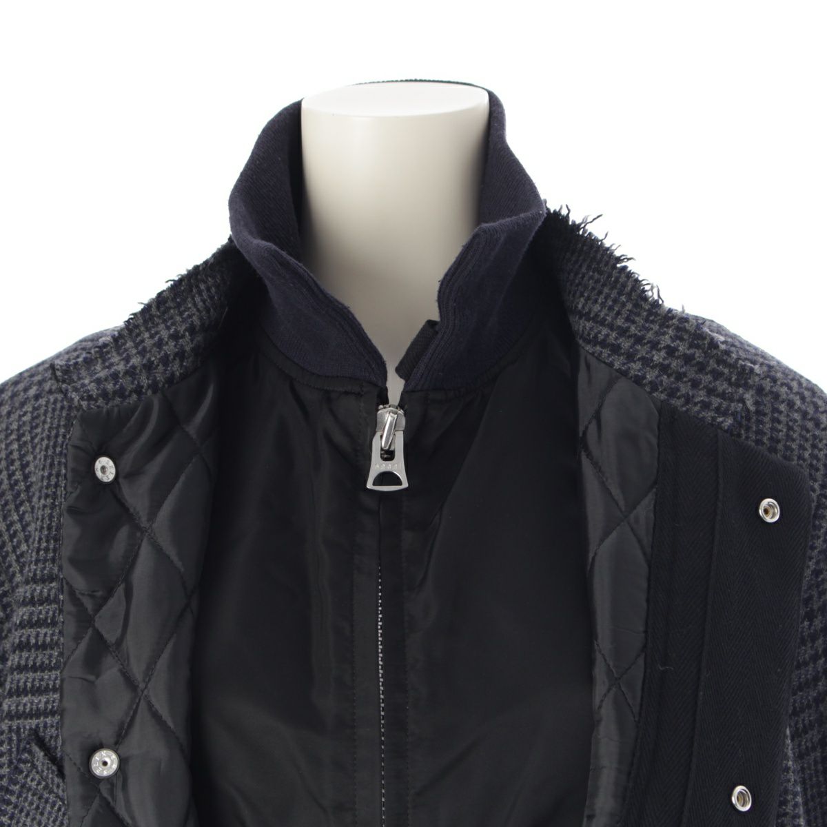 サカイ 18AW ウール ドッキング グレンチェック スタンドカラー