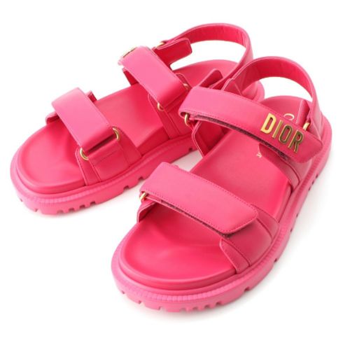 ディオール DIORACT アクト レザー ロゴ フラット スポーツ サンダル ピンク 36