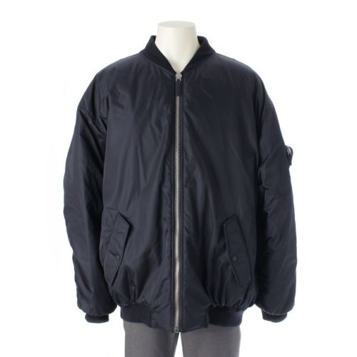 プラダ 22AW re-nylon リナイロン ジップアップ ボンバージャケット トライアングルロゴ ブルゾン SGC093 ネイビー M