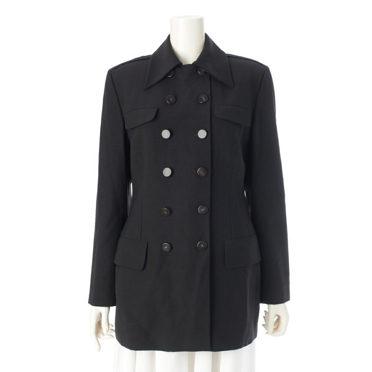 未使用級　グッチ　ノーカラー　ミリタリージャケット　レースアップ　トムフォード期 グッチ 1996AW トムフォード期 サファリ ウール ダブル ロング