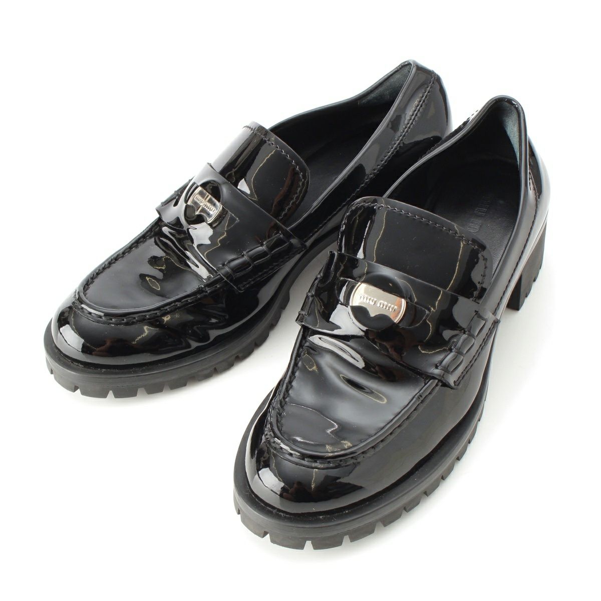 ミュウミュウ パテント ビジュー バレエシューズ ブラック miu miu ミュウミュウ バレエシューズ ブラック ラメ